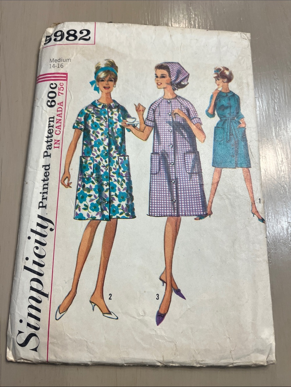 Simplicity Misses and Women’s Robe or Duster and Scarf 1960’s Pattern